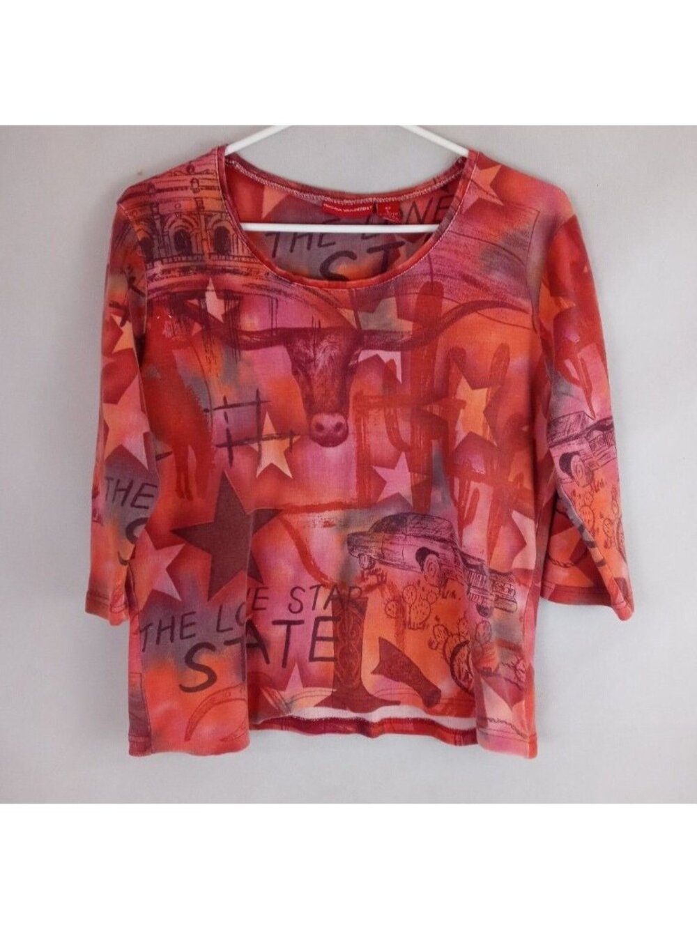 Gloria Vanderbilt Women's Colorful Shirt With Lone Star State Design Size Large